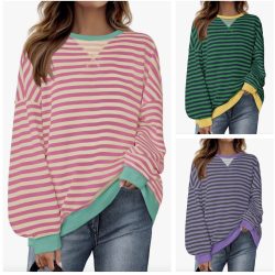 Zesica Oversized Striped Sweatshirt